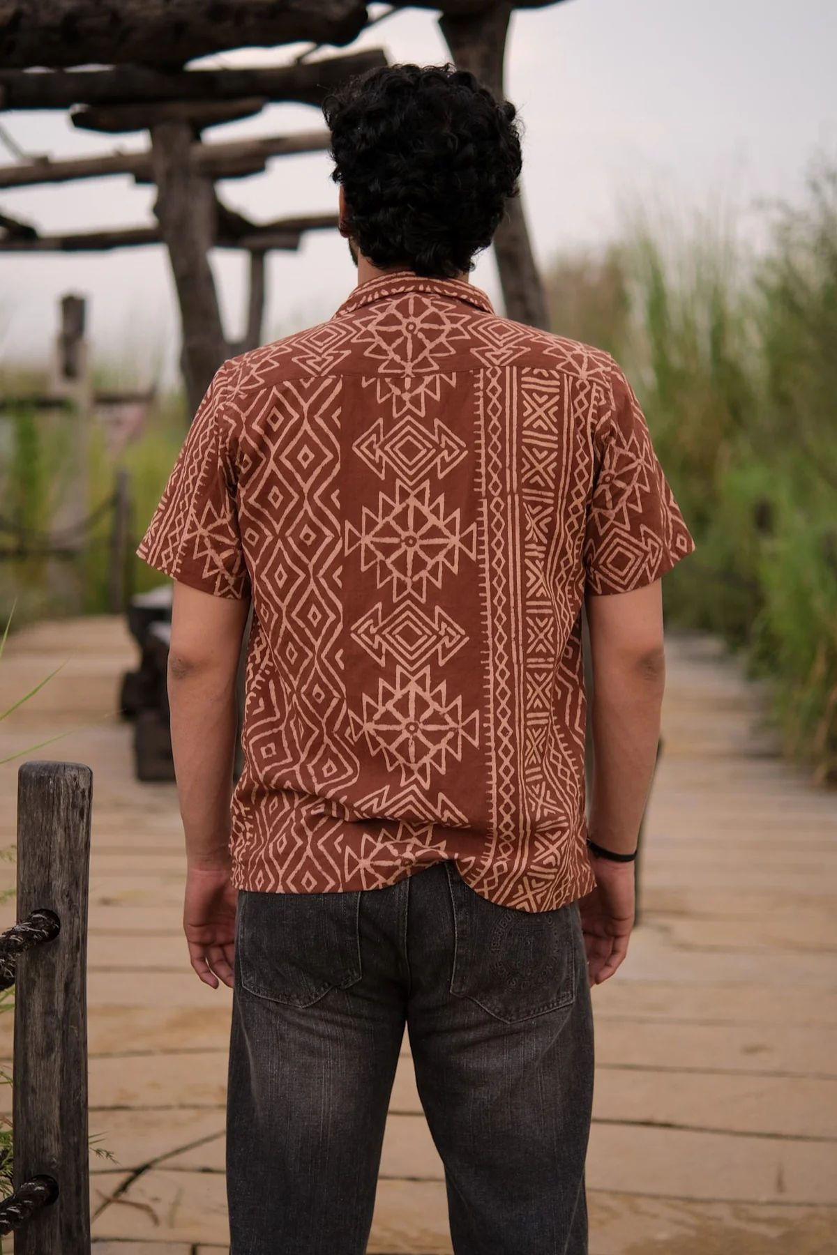 Tribal block print Cotton Half Sleeeve Shirt